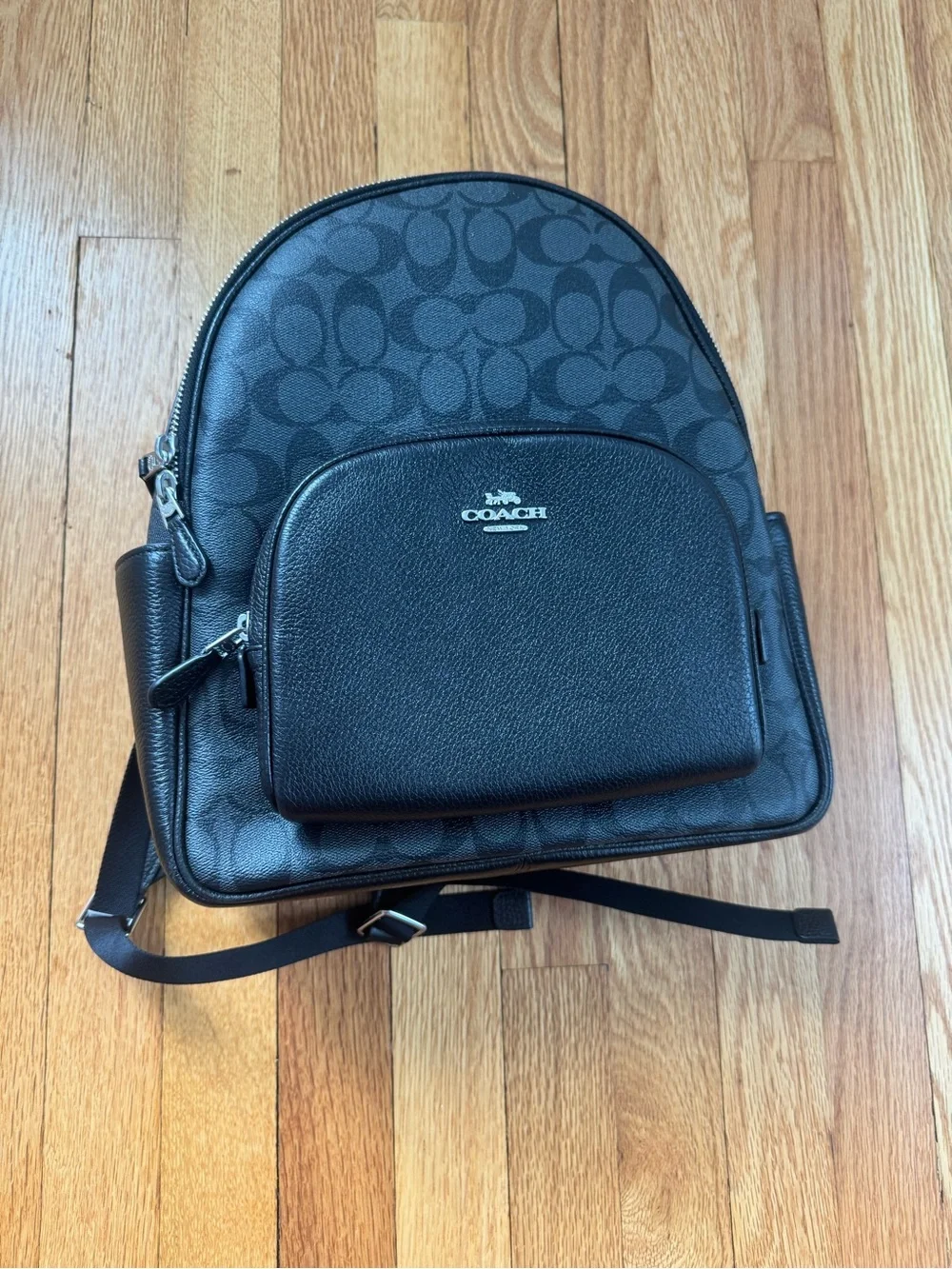 Coach Black Signature Mini Backpack with Gold Logo